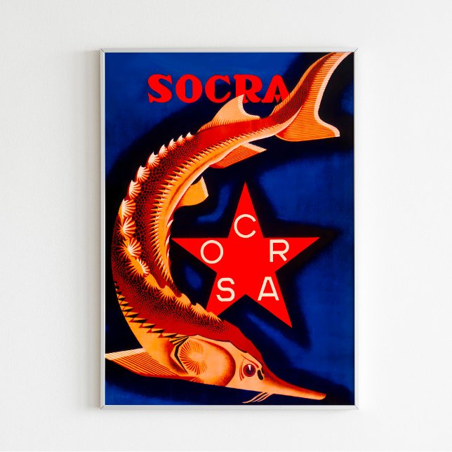 "Canned Sturgeon Socra" Vintage Sovjetunionen Ad P Poster (Skapare uppladdad)