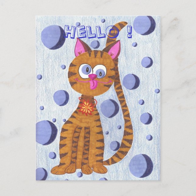 Cannelle katten "Hej!" vykort (Framsida)