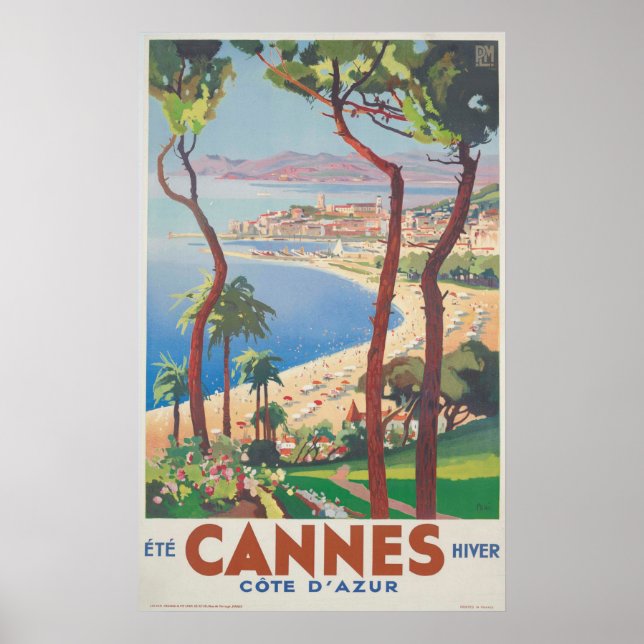 Cannes Beach - Cote d'Azur, Ete Hiver Poster (Framsidan)