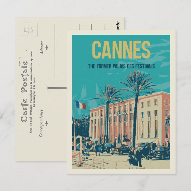 Cannes Cote d'Azur Frankrike, Palais des Festivals Vykort (Fram/baksida)