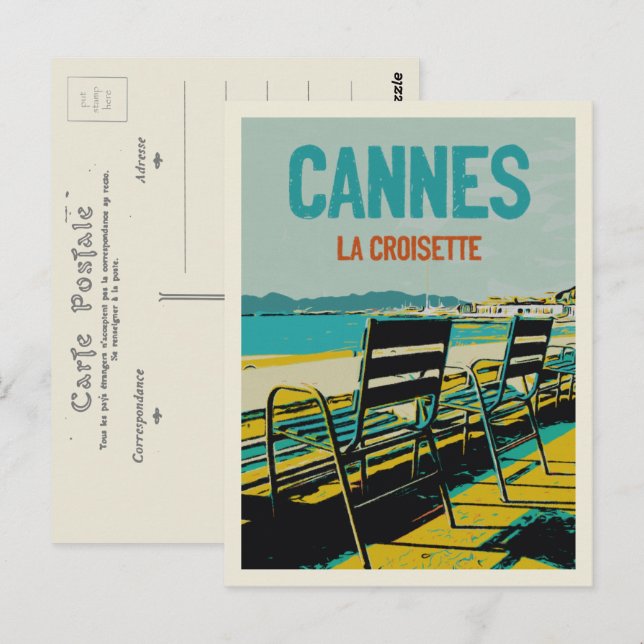 Cannes Cote d'Azur Frankrike, synvinkel på Croiset Vykort (Fram/baksida)