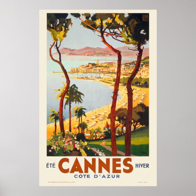 Cannes - Côte d'Azur Frankrike Vintage affisch 193 (Framsidan)