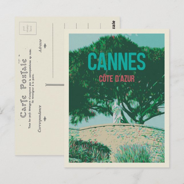 Cannes Cote d'Azur Frankrike, vy av Suquet Vykort (Fram/baksida)