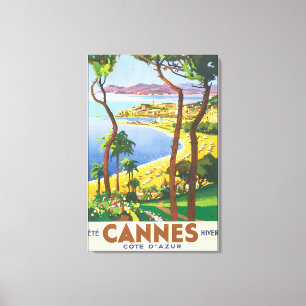 Cannes Cote d'Azur vintage resoraffisch Canvastryck