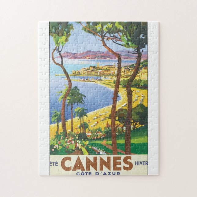 Cannes Cote d'Azur vintage resoraffisch Pussel (Vertikal)