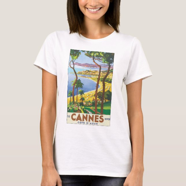 Cannes Cote d'Azur vintage resoraffisch Tee (Framsida)