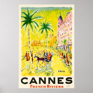 Cannes Cotes d'Azur Södra Frankrike Vintage Resa Poster