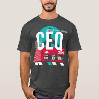 Cannes Frankrike CEQ Airport Code Baggage Märkre T Shirt