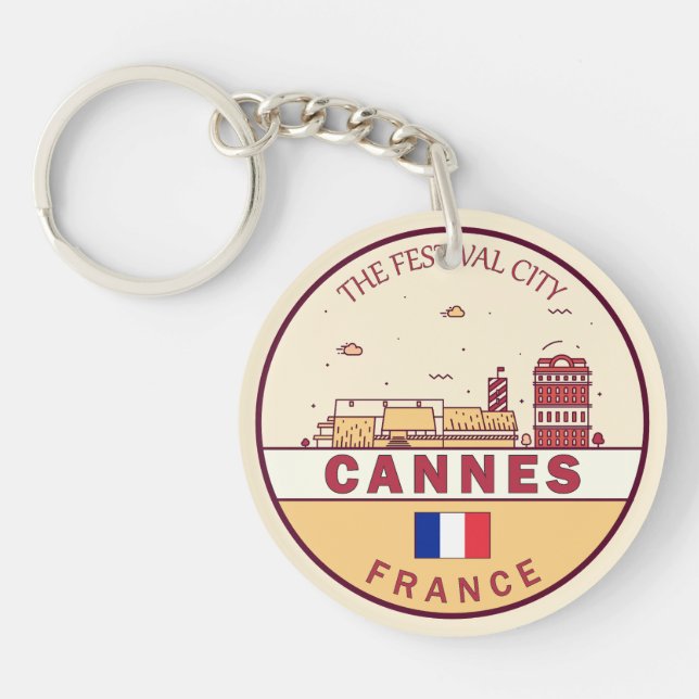 Cannes Frankrike City Skyline Emblem (Framsidan)