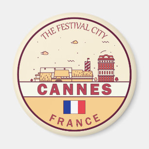 Cannes Frankrike City Skyline Emblem Magnet
