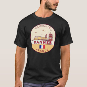 Cannes Frankrike City Skyline Emblem T Shirt