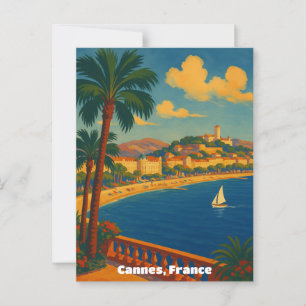 Cannes Frankrike Fransk Riviera Vintage Vykort