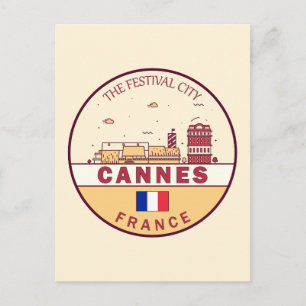 Cannes Frankrike Stadssiluett Emblem Vykort