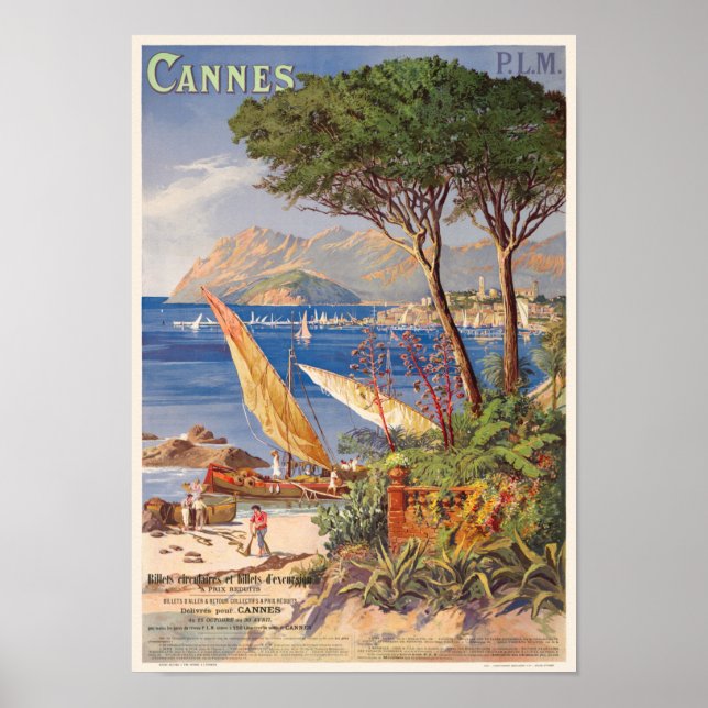 Cannes Frankrike Vintage affisch 1900 (Framsidan)