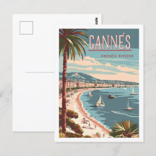 Cannes Frankrike Vintage Berömd Travel Ställe Vykort