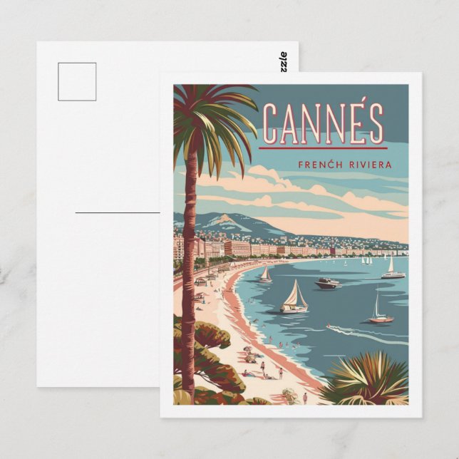 Cannes Frankrike Vintage Berömd Travel Ställe Vykort (Fram/baksida)