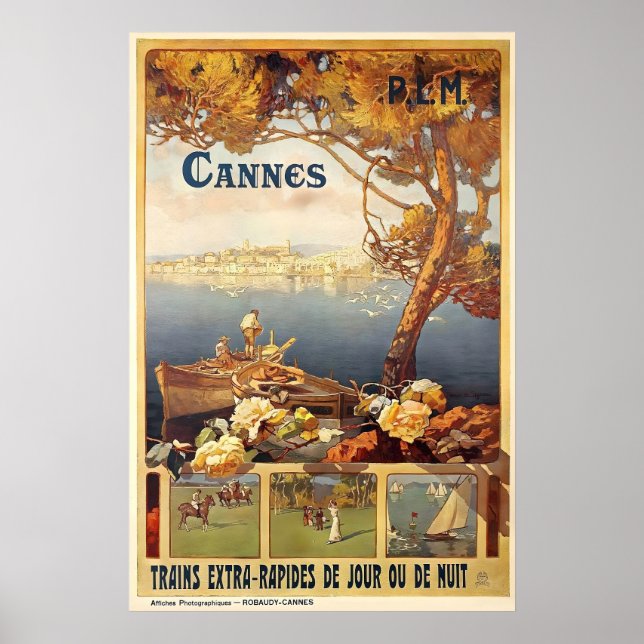 Cannes Frankrike Vintage Resa Postertryck Poster (Framsidan)