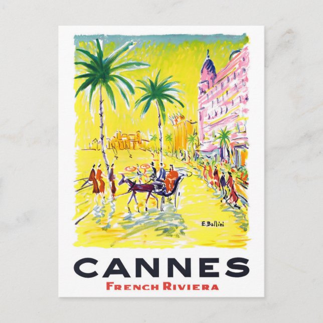 Cannes Frankrike vintage resor Vykort (Framsida)