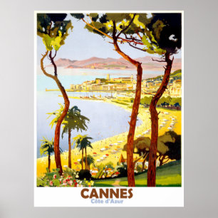 Cannes, Fransk riviera, Frankrike. Vintage resor Poster