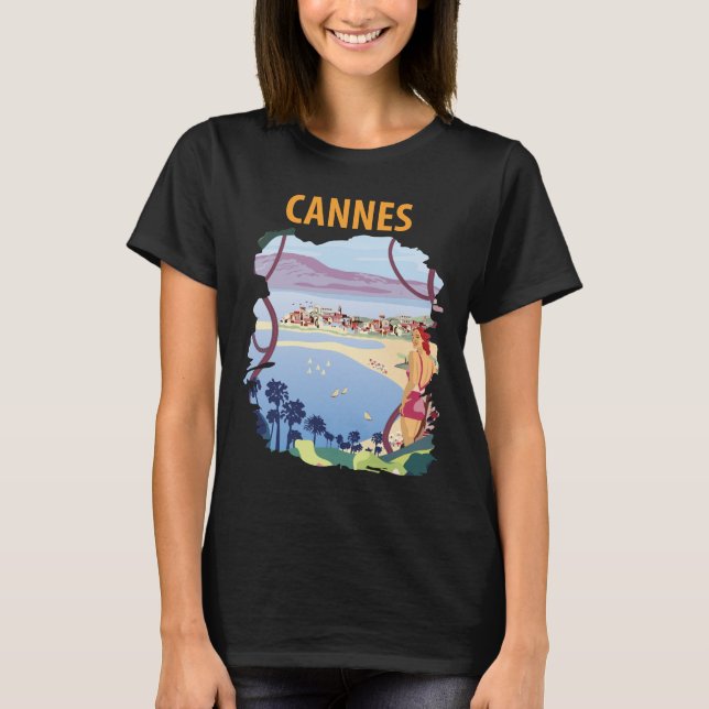 Cannes Franska Rivieran Retro Resa T-Shirt (Framsida)