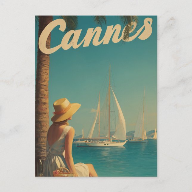 Cannes vintage resor vykort (Framsida)