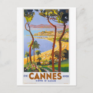Cannes Vintage Travel Poster Vykort