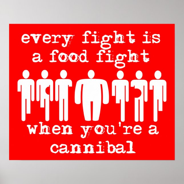 Cannibal Food Fight Funny Print Poster Humor (Framsidan)