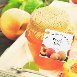 Canning Homemade Peach Sylt och Ingredients Burk M Gåvor Etiketter