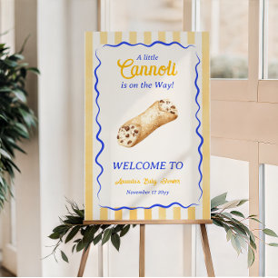 Cannoli Gul Blå Italiensk Baby Shower Välkommen Poster