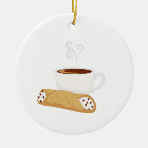Cannoli och kaffe julgransprydnad keramik