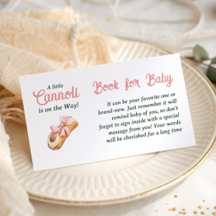 Cannoli Rosa Bow Tjej Italiensk Bok För Baby Showe Tilläggskort