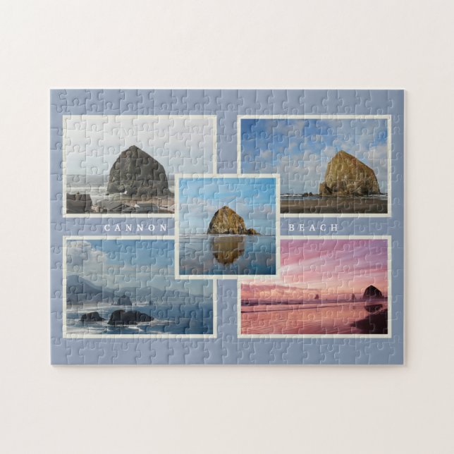 Cannon Beach Haystack Sten Oregon Jigszle Puzzle Pussel (Horisontell)