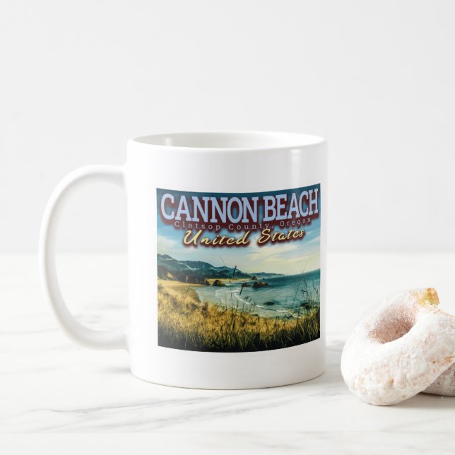 CANNON BEACH - HAYSTACK STEN - OREGON USA KAFFEMUGG (Med munk)