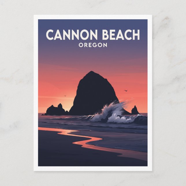 Cannon Beach och Haystack Rock Oregon Resa Vykort (Framsida)