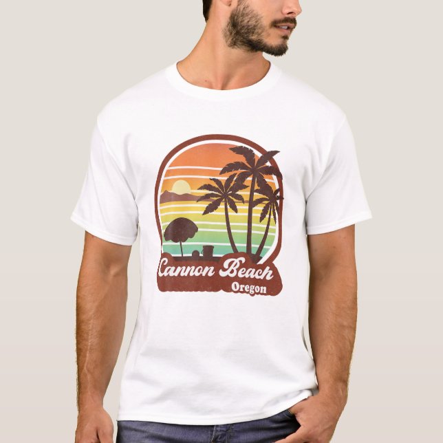Cannon Beach Oregon ELLER Retro T Shirt (Framsida)