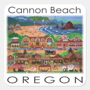 Cannon Beach ~ Oregon Fyrkantigt Klistermärke