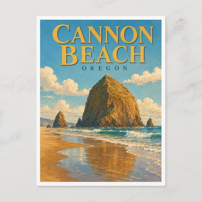 Cannon Beach Oregon Haystack Rock GeoSaga Vykort (Framsida)
