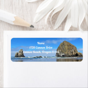Cannon Beach Oregon Haystack Sten Returadress Etikett