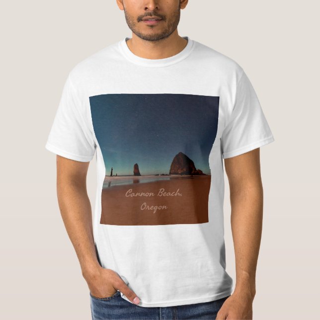 Cannon Beach Oregon Haystack Sten T Shirt (Framsida)