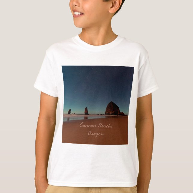 Cannon Beach Oregon Haystack Sten T Shirt (Framsida)