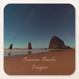 Cannon Beach Oregon Haystack Sten Underlägg Papper Kvadrat