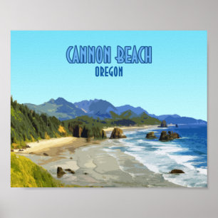 Cannon Beach Oregon Kusten Vintage Poster
