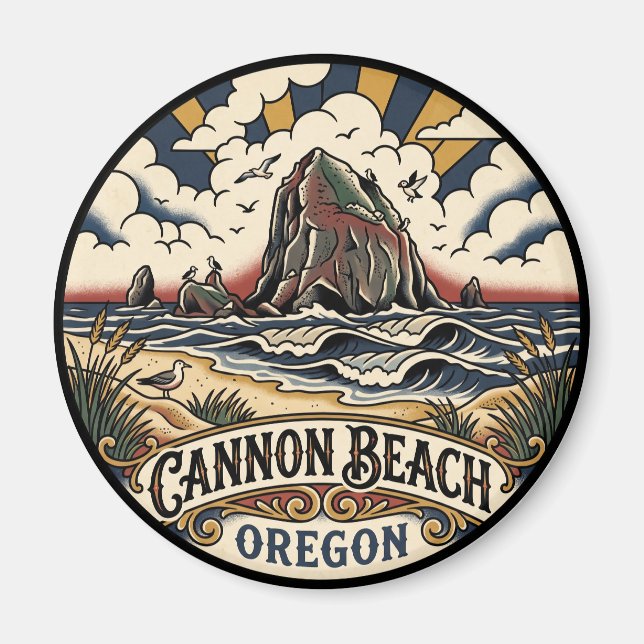 Cannon Beach Oregon Magnet (Framsidan)