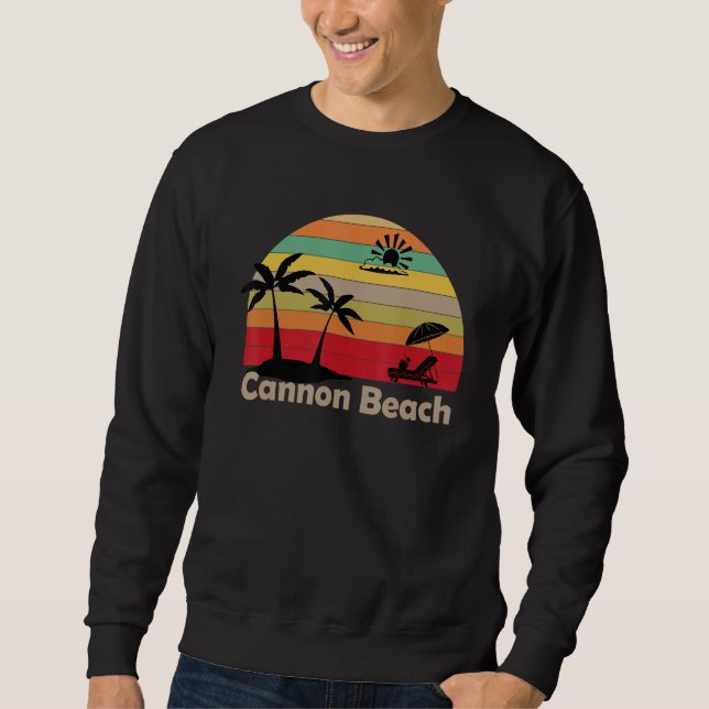 Cannon Beach Skyline Oregon Haystack Sten Souvenir Lång Ärmad Tröja (Framsida)