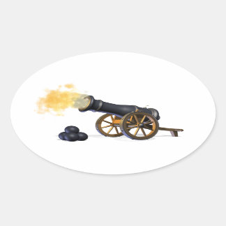 Cannon Boll Stickers Ovalt Klistermärke