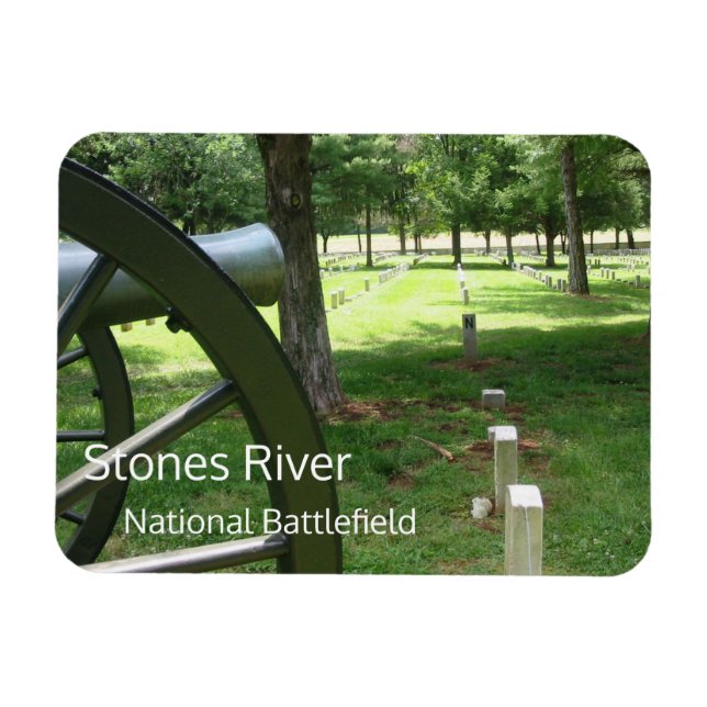 Cannon, Gravsten, Stones River National Cemetery Magnet (Horisontell)