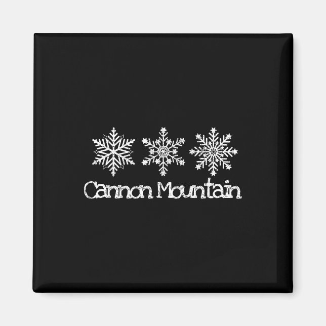 Cannon Mountain Franconia Notch Snowflakes Skidor  Magnet (Framsidan)