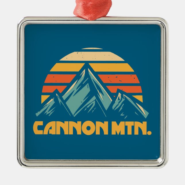 Cannon Mountain New Hampshire Retro Turcos Julgransprydnad Metall (Framsidan)
