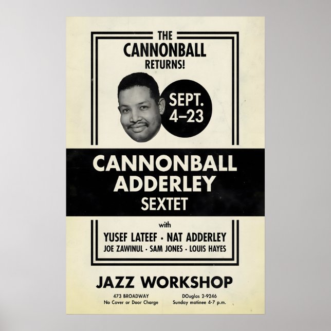 Cannonball Adderley jazzaffisch - Jazz Worksho Poster (Framsidan)