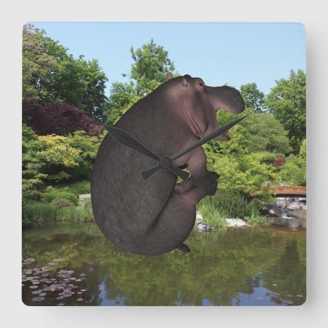 Cannonball Hippo Fyrkantig Klocka (Framsida)